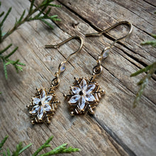 Load image into Gallery viewer, Crystal Snow Flake Holiday Earrings
