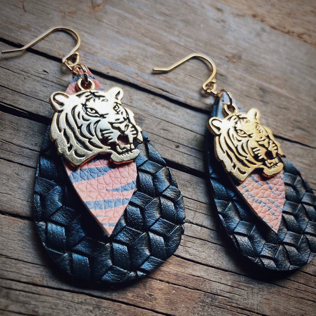 Faux Leather Bengals Dangles