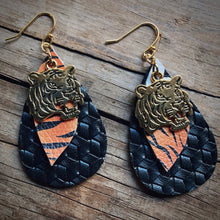 Load image into Gallery viewer, Faux Leather Bengals Dangles
