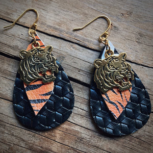 Faux Leather Bengals Dangles