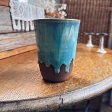 Load image into Gallery viewer, Teal Glaze Over Clay Moth Mug
