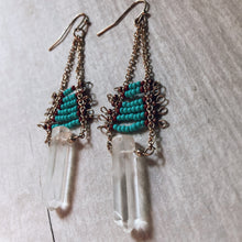 Load image into Gallery viewer, Turquoise Beaded Quartz Earrings
