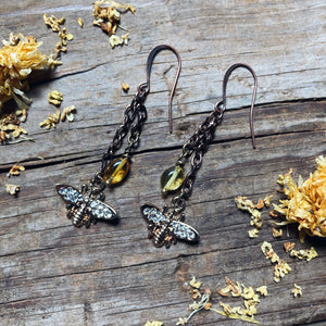 Long Gold Bee Honey Earrings