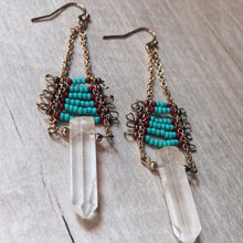 Load image into Gallery viewer, Turquoise Beaded Quartz Earrings
