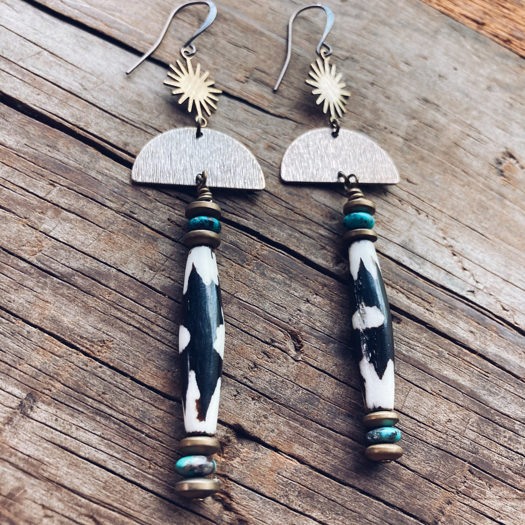 Western Sun Bone Earrings