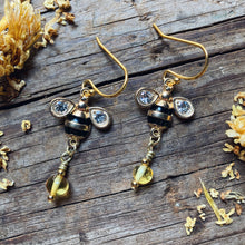 Load image into Gallery viewer, Gold Bee Honey Earrings
