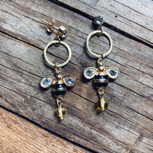 Load image into Gallery viewer, Gold Bee Hoop Honey Earrings
