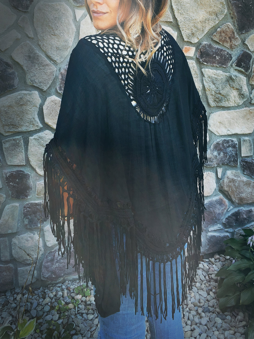 Black Fringe Dream Shawl