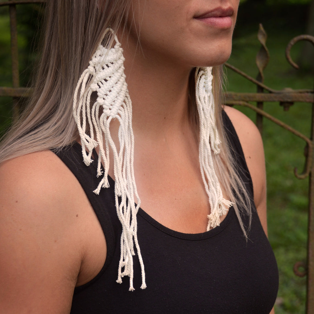 Large Wings Macrame Earrings