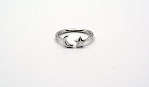 Sterling Silver Moon & Stars Ring