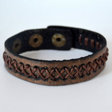 Load image into Gallery viewer, Vintage Brown Laced X Bracelet

