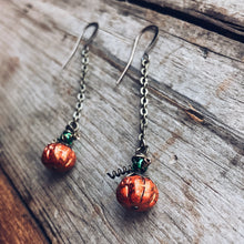 Load image into Gallery viewer, Czech Glass Pumpkin Earrings
