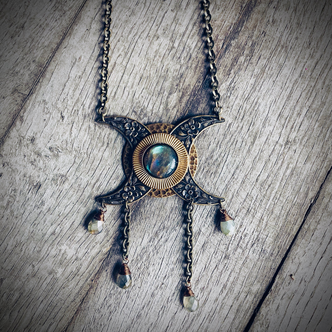 Triple Moon Labradorite Necklace