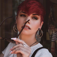 Load image into Gallery viewer, Rose Gold Moon Hoops
