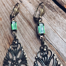 Load image into Gallery viewer, Tourmaline Green Vintage Earrings
