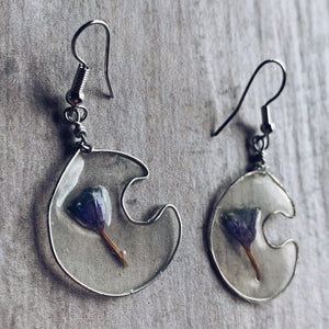 Carnation & Silver Moon Earrings