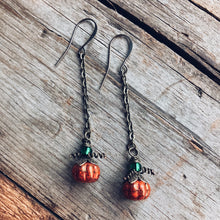 Load image into Gallery viewer, Czech Glass Pumpkin Earrings
