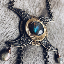 Load image into Gallery viewer, Triple Moon Labradorite Necklace
