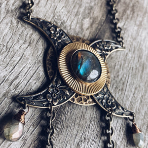Triple Moon Labradorite Necklace